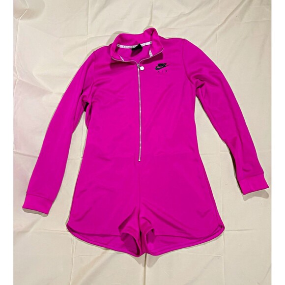 Nike Pants - Nike Air Women’s Pink Solid Long Sleeve Zip Front Romper Logo Size M
